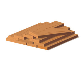 Wooden logs. Brown bark of felled dry wood. Purchase for construction. Vector illustration. A set of wooden straps for wood, an illustration of the industry of wood materials. Wood boards