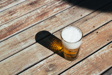 Beer on wooden table