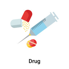 Drug icon vector sign and symbol isolated on white background, Drug logo concept