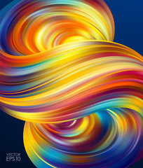 Vector illustration: 3d Colorful Abstract background with twisted shape of fluid. Modern design.