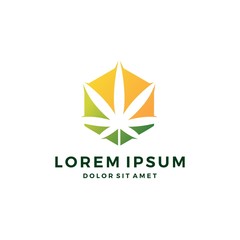 cannabis box cube hexagonal hemp marijuana hive leaf logo