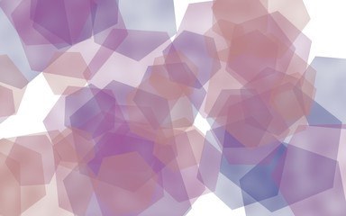 Multicolored translucent hexagons on white background. Pink tones. 3D illustration