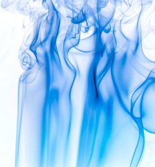 Blue smoke on white background