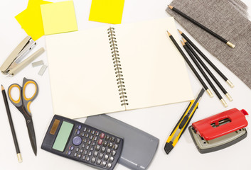 Multi Office equipment on white background