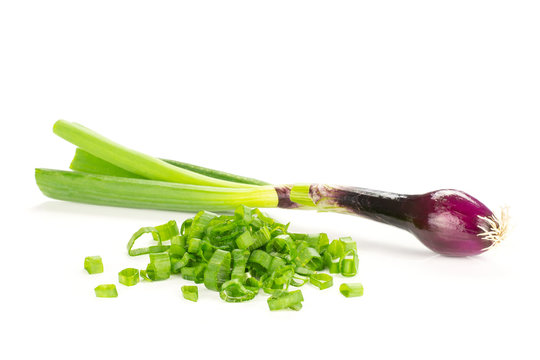 Fresh Raw green spring onion isolated on white