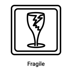 Fragile icon vector sign and symbol isolated on white background, Fragile logo concept