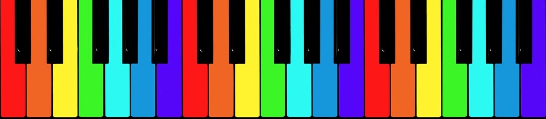 Painted in the colors of the rainbow piano keys
