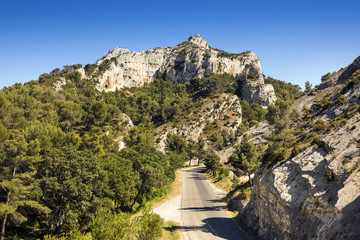 Fototapeta na wymiar View from Glanum to the Alpillpes. Saint Remy de Provence, Bouches du Rhone, Provence, France