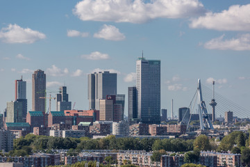 Cityscape of Rotterdam with clouds above