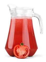 Jug of Fresh Tomato Juice Isolated