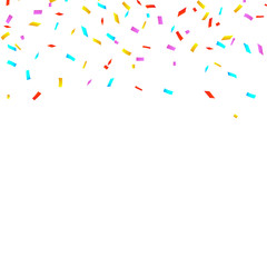 Colorful bright confetti isolated on white background. Festive vector illustration