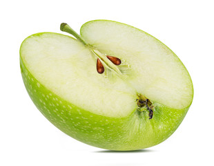 Fresh half green apple isolated on white background with clipping path