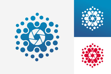 Modern Digital Creative Dots Camera Logo Template Design Vector, Emblem, Design Concept, Creative Symbol, Icon