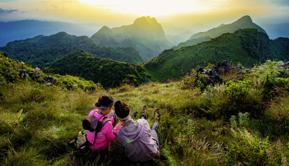 Naklejka premium View of Doi Luang Chiang Dao Viewpoint And tourists, Chiang Mai, Thailand