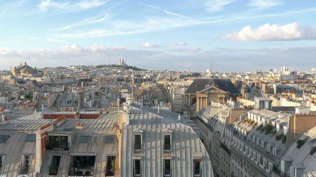 Professional video of aerial view on Sacre Coeur in Paris in 4k slow motion 120fps