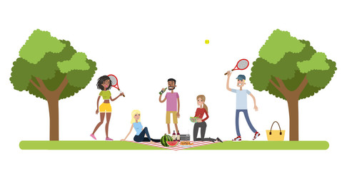 Hapyy friends on picnic