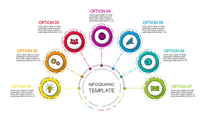 Business infograph with colourful hand drawn icons. Vector.