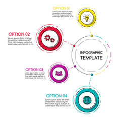 Business infograph with colourful hand drawn icons. Vector.