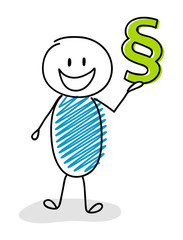 Happy stickman with section mark (paragraph( icon. Vector.
