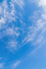 White feathery clouds on the blue sky in summer
