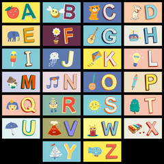 Vector Illustration Cartoon Kids Alphabet