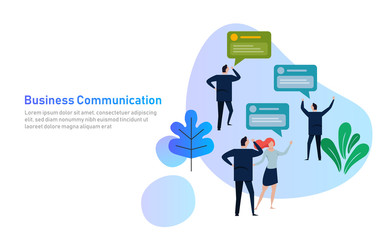 Business People Group Chat Communication Bubble, Discussing Communication Social Network Vector Illustration. Corporate company communication