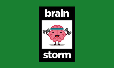Brain Storm Cartoon Vector Illustration Poster Design