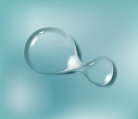 Transparent water drop on light isolated.