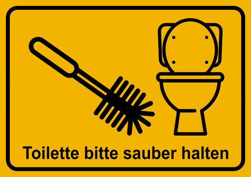 ms12 MarkierungSchild - A2 Poster - Warnzeichen: Toilette bitte sauber halten / Toilettenbürste benutzen - WC / Toiletten Schild - Vorlage / Muster - DIN A2 A3 A4 A5 Plakat - xxl g6314