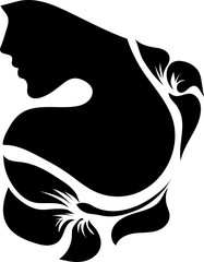 Stylish beautiful model for fashion design. Luxury graphic silhouette illustration.