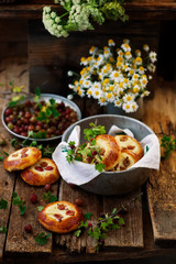 Gooseberry and cottage cheese  Filled Buns. .style rustic.