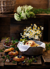 Gooseberry and cottage cheese  Filled Buns. .style rustic.