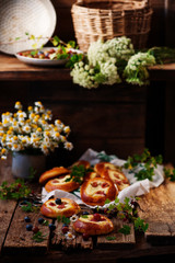 Gooseberry and cottage cheese  Filled Buns. .style rustic.