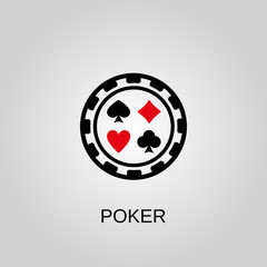 Poker icon. Poker symbol. Flat design. Stock - Vector illustration