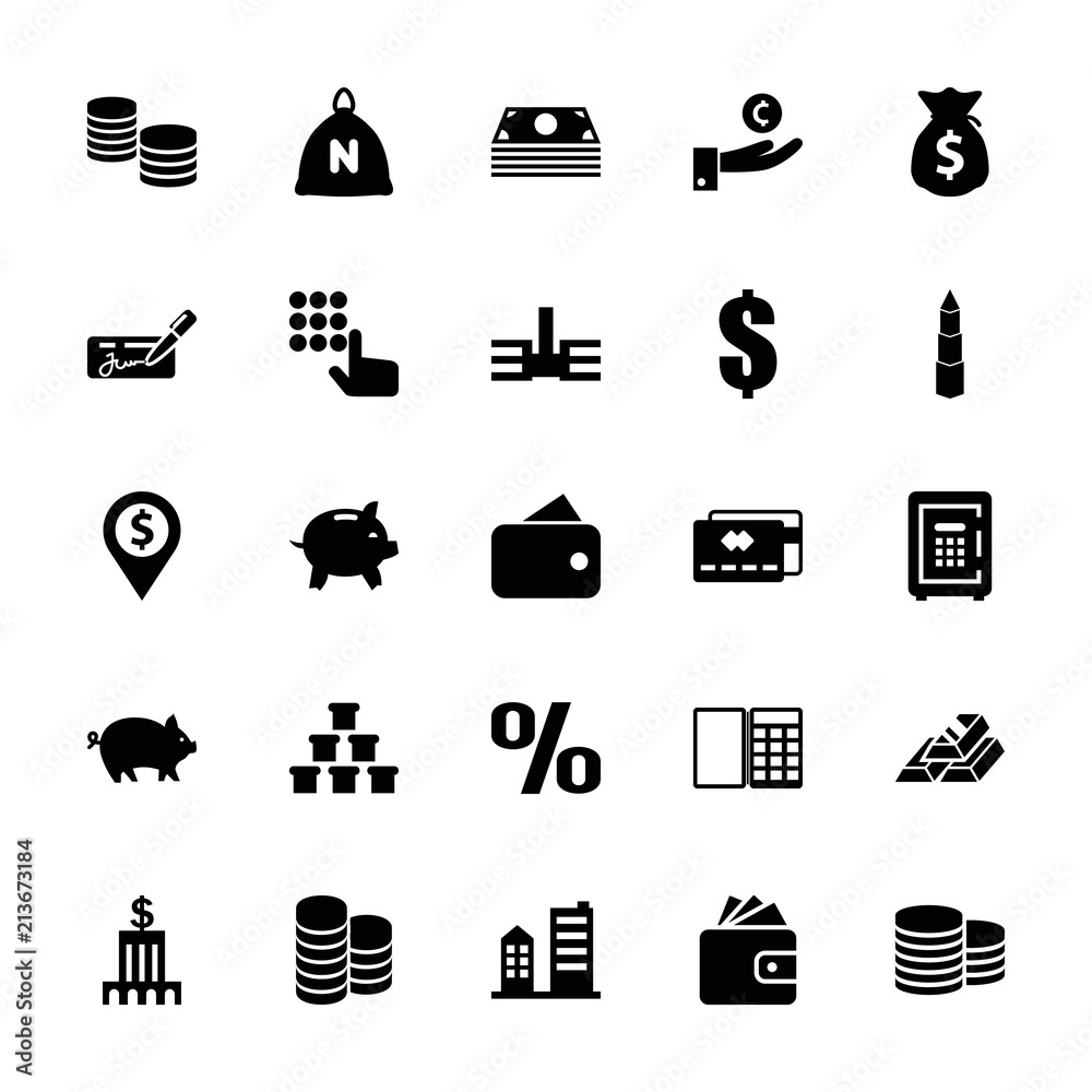 Canvas Prints Collection of 25 bank filled icons