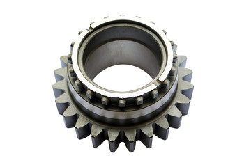 single metal gear isolated on a white background.