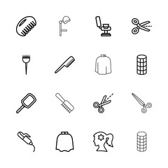 Collection of 16 hairdresser outline icons