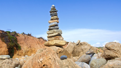 Zen stones on beach for perfect meditation