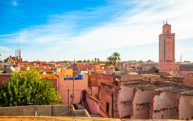 Panoramic view of Marrakech and old medina, Morocco