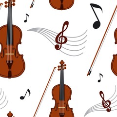 Seamless vector  pattern whith violin