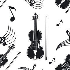 Seamless vector  pattern whith violin