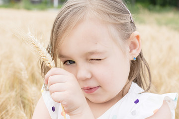 Portrait of girl holding a wheat in wheat field