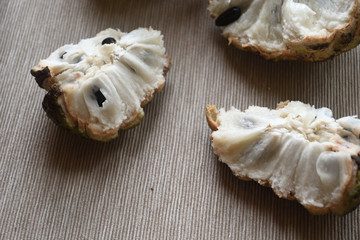 Sugar apples (Annona squamosa) on neutral background.