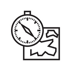 Map and compass orientation tools icon vector sign and symbol isolated on white background, Map and compass orientation tools logo concept