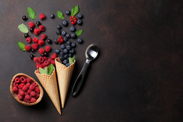 Ice cream with berries cooking