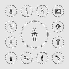 Collection of 13 tools outline icons