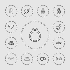 Collection of 13 romance outline icons