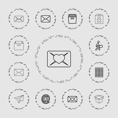 Collection of 13 mail outline icons