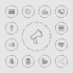 Collection of 13 speaker outline icons