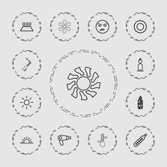 Collection of 13 heat outline icons